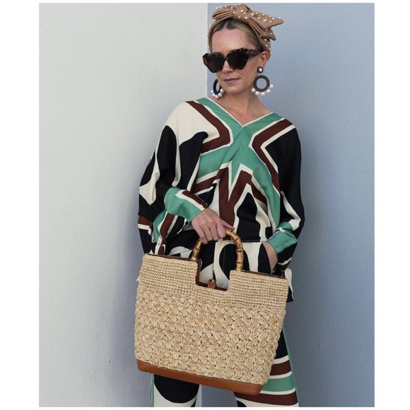 NWT Zara 2 Piece Tied Printed Blouse And Wide Pants Set - Picture 15 of 16